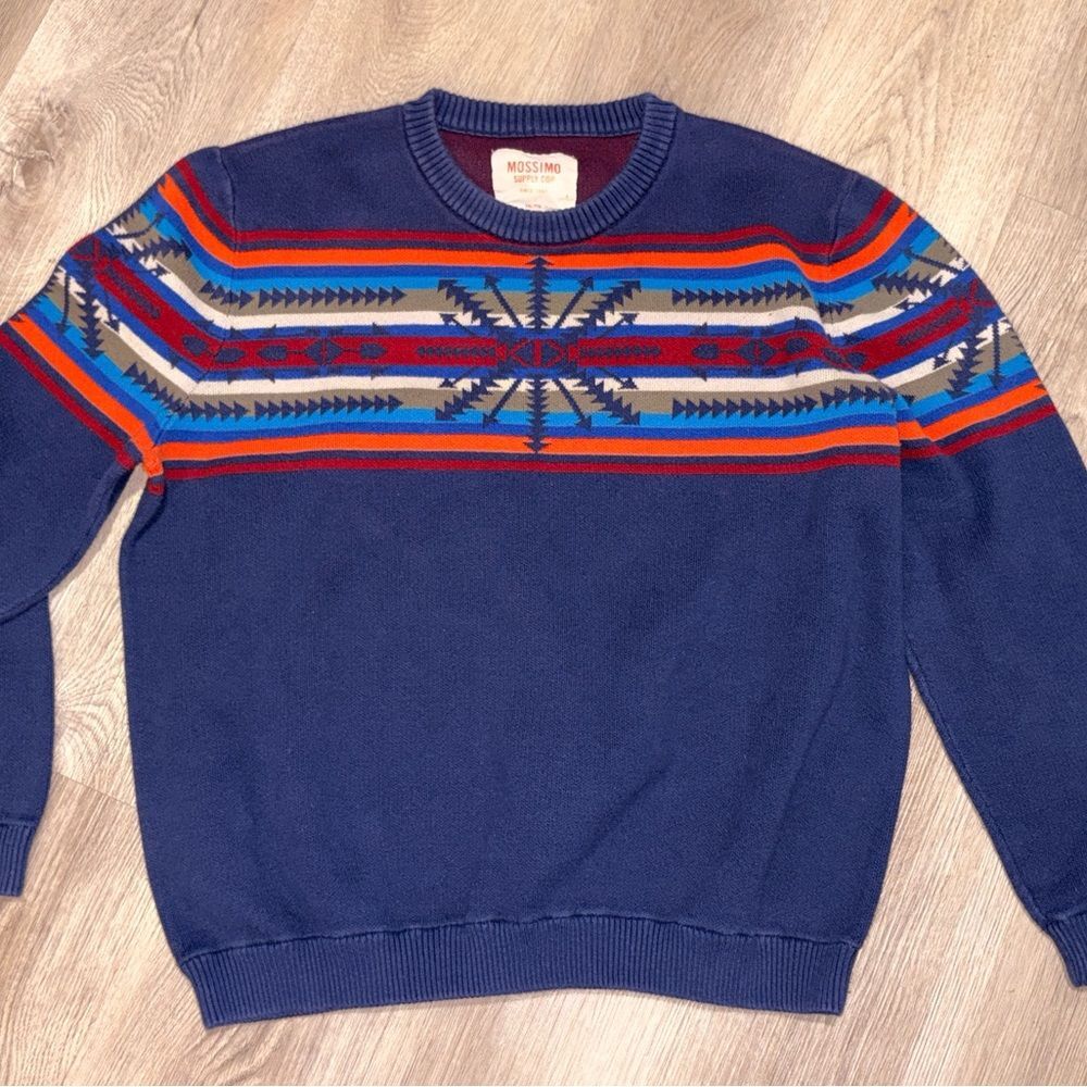 Mossimo Supply Co. Men's Blue‎ Sweater with Colorful Geometric Design XXL